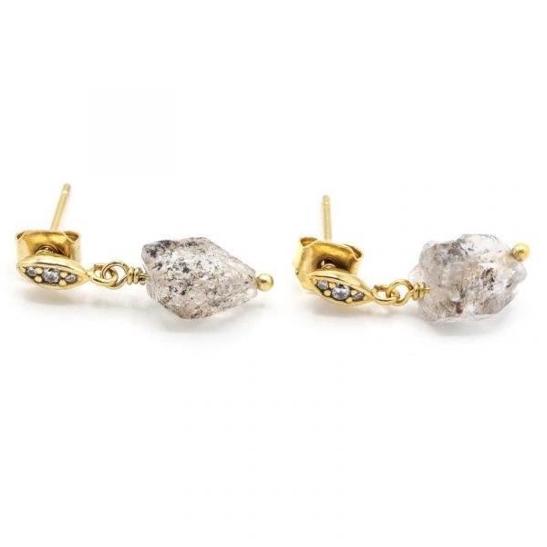 Photo de  Boucles d'Oreilles Lenny - Doré Or Pierre Quartz 