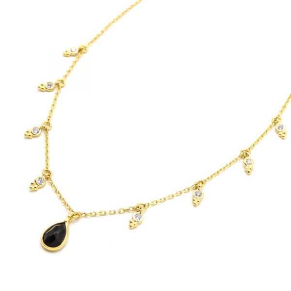 Photo de Hanka ïn Collier Bohême - Plaqué Or Pierre Agate Noire