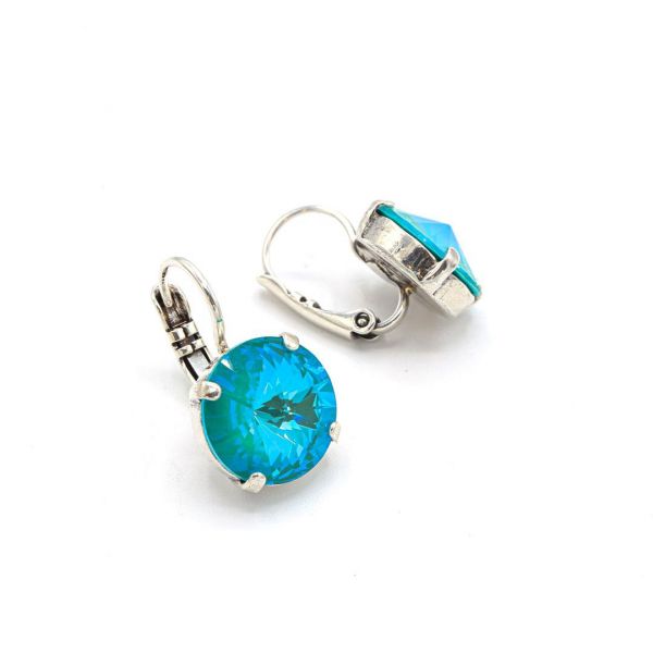 Photo de  Boucles d'Oreilles Dormeuses Murmures - Argent Cristal Turquoise 