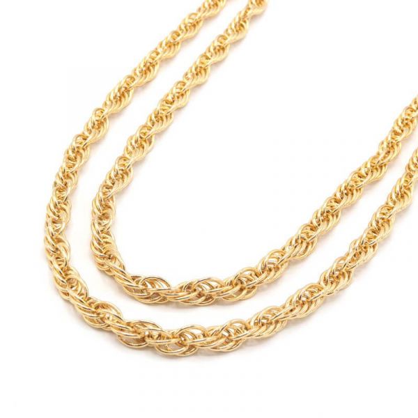 Photo de  Collier Double chaine Torsadée - Doré Or