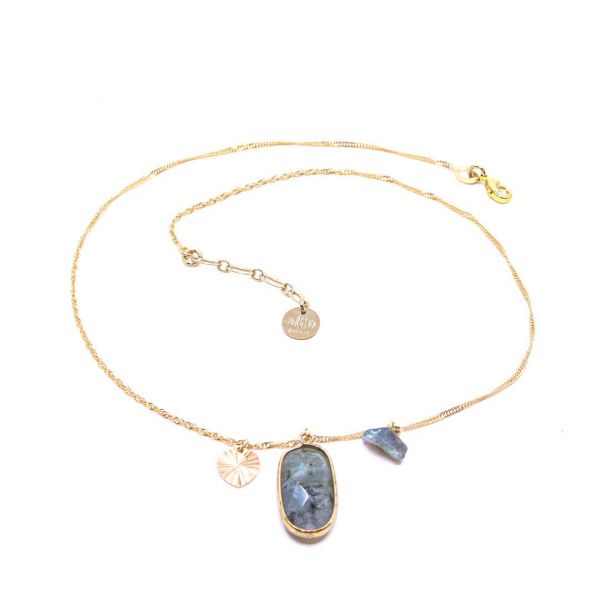 Photo de  Collier Maille Fine Torsadée Pierre Labradorite