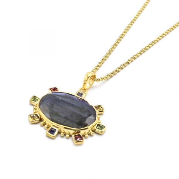 Photo de LETICIA PONTI Collier Margot Chaîne Torsadée - Pierre Labradorite