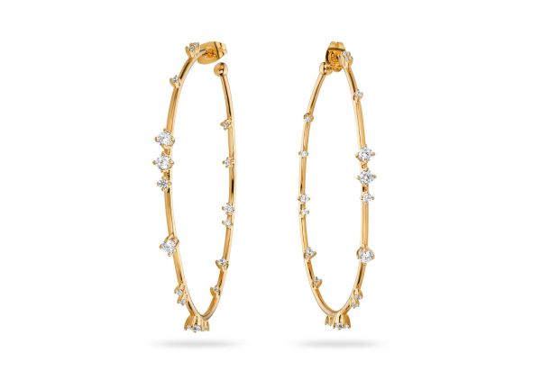  Boucles d'Oreilles Hoops - Or Zircon Blanc