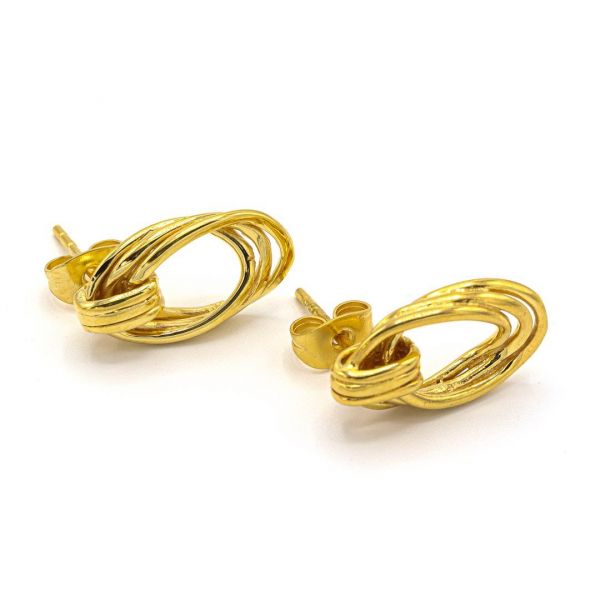  Boucles d'Oreilles Puces Tattoo Tressé - Doré Or