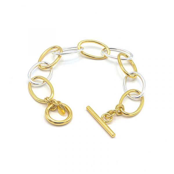 Photo de  Bracelet Cable Maille Ovale XL - Or et Argent