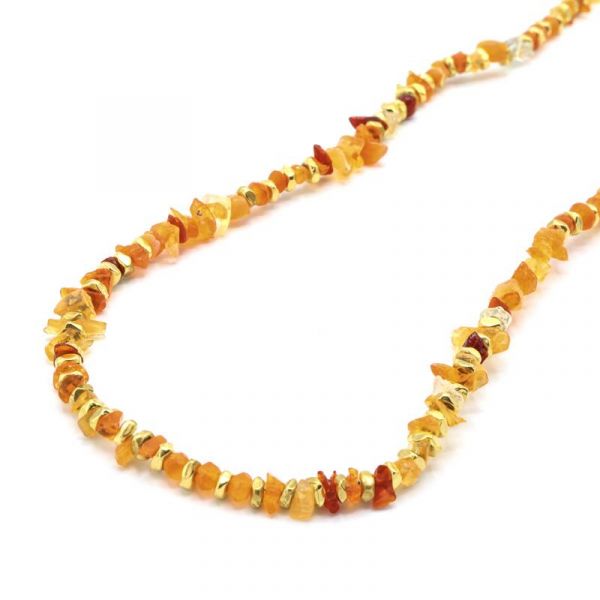 Photo de Une A Une Collier Pacific - Doré Or Pierres Opale de Feu et Cornaline