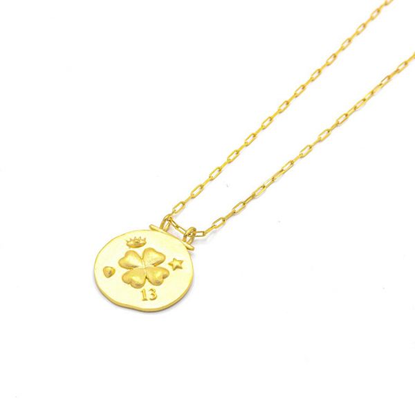 Photo de  Collier Tatoo - Doré Or Médaille Porte Bonheur