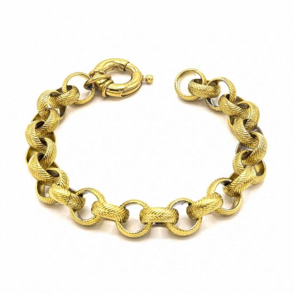  Bracelet Maille Ronde Ciselée Lauren- Acier Or 