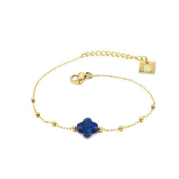  Bracelet Velasquez - Acier Or Pierre Lapis Lazuli