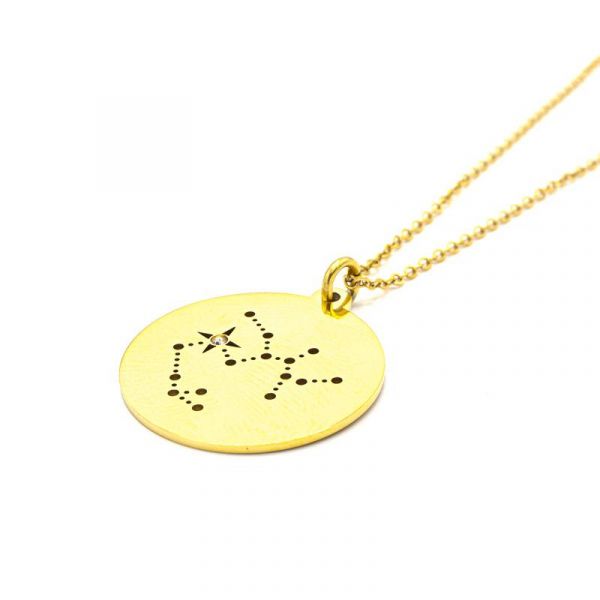 Zag Collier Médaille Constellation - Acier Or Sagittaire 