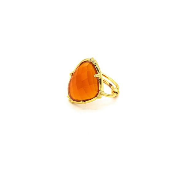  Bague Pierre Triangle - Doré Or Pierre Cornaline