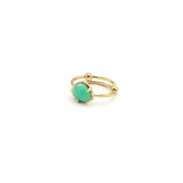  Bague Petite Pierre Sertie - Doré Or Pierre Chrysoprase