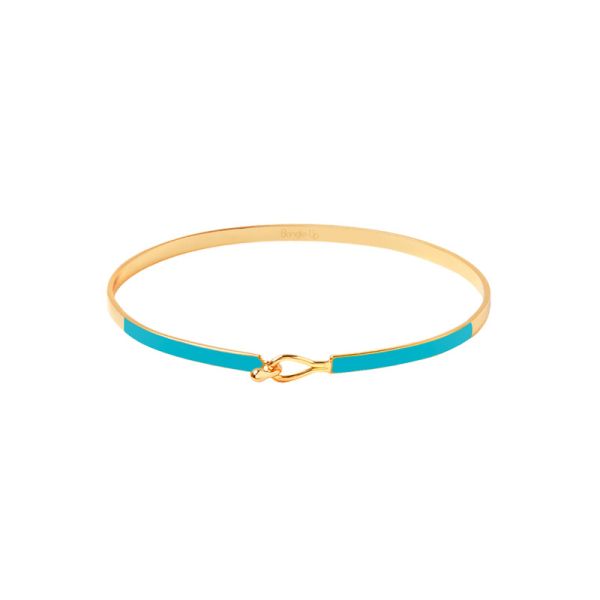  Bracelet Fin Lily - Doré Or Email Bleu Turquoise