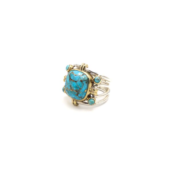 Photo de  Bague Oja - Argent Doré Or Pierre Turquoise