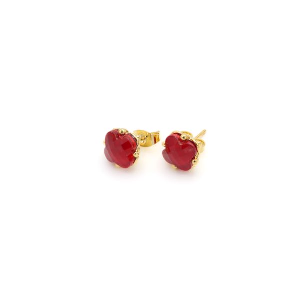  Puces Trèfle Gina - Doré Or Cristal Rouge