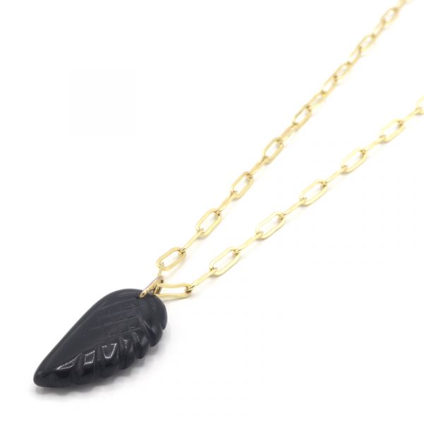 Photo de Collier Pierres Cosmiques - Doré Or Angel Onyx Noir TU