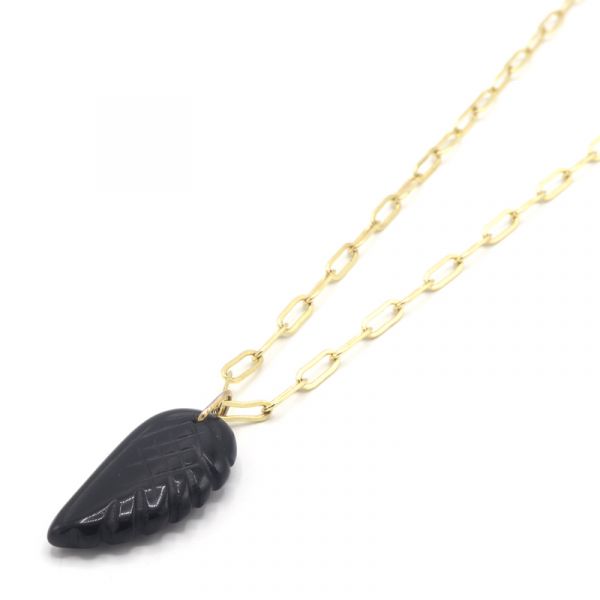  Collier Pierres Cosmiques - Doré Or Angel Onyx Noir TU