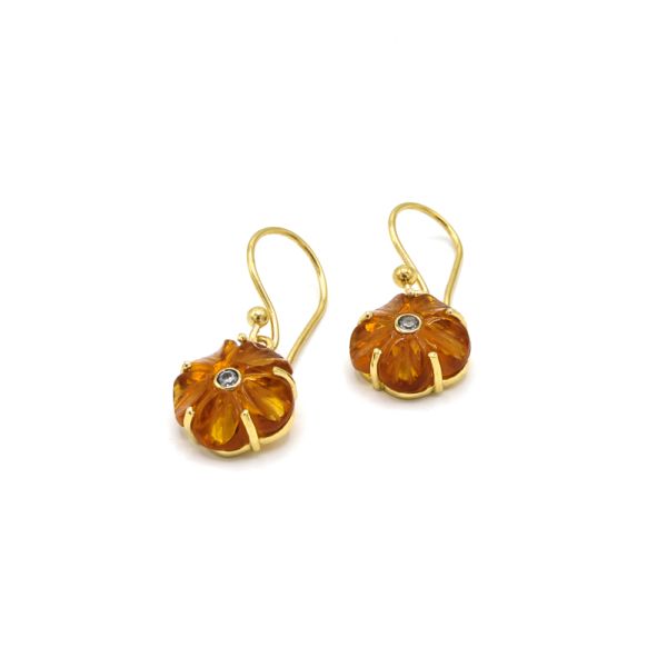 Photo de  Boucles d'Oreilles Iris Tiny- Plaqué Or 18 Carats Pierre Citrine