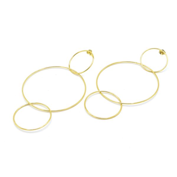 Photo de Boucle d'Oreilles Longues Circle - Doré Or