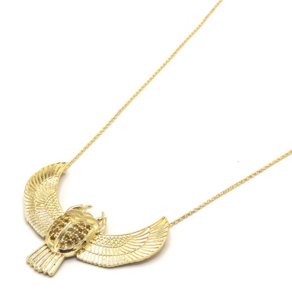 Photo de  Collier Ras de Cou Scarabée Small - Doré Or Pierre Citrine TU
