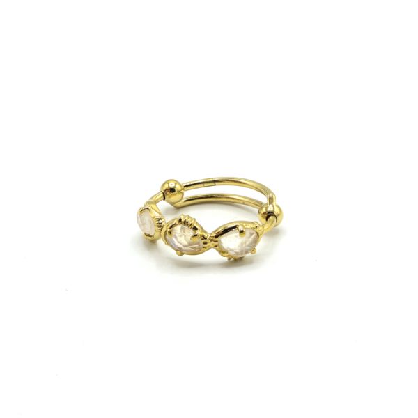 Photo de  Bague Trois Pierres - Or Pierre Labradorite Blanche