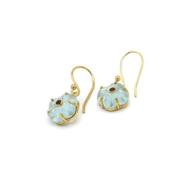 Photo de  Boucles d'Oreilles Iris Tiny- Plaqué Or 18 Carats Pierre Aigue Marine