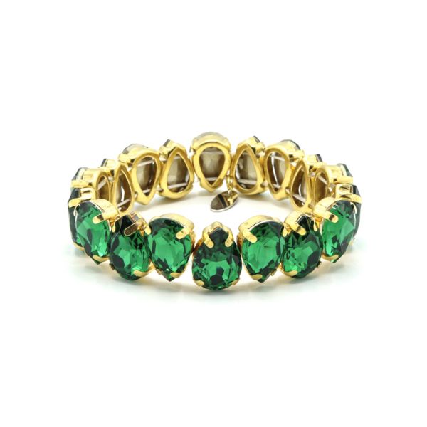 Photo de  Bracelet Little Rain - Acier Doré Cristal Emeraude