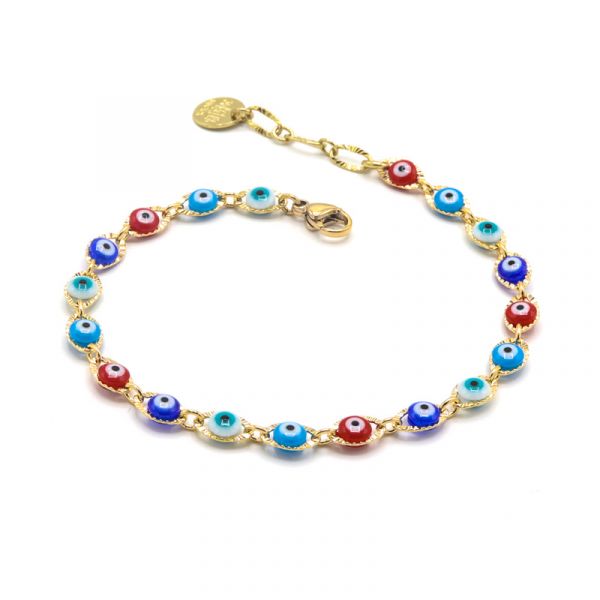 Photo de  Bracelet Oeil - Doré Or Email Multicolore