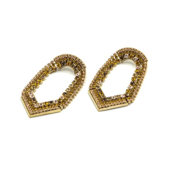 Photo de Boucles d'Oreilles Pendantes XL Précious - Doré Or Cristaux Topaze