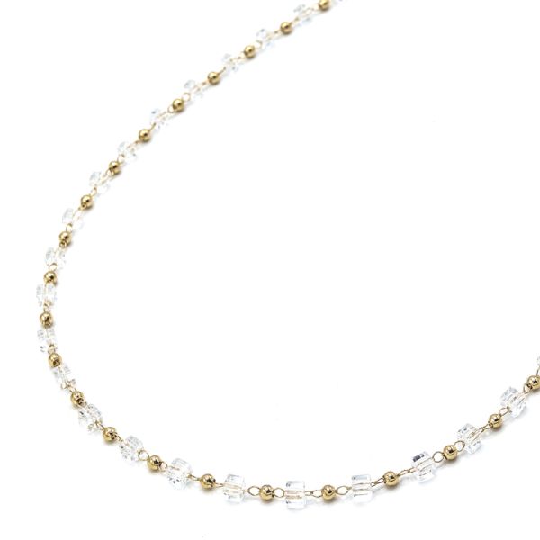 Photo de  Collier Bâtons - Doré Or Cristaux Blancs 