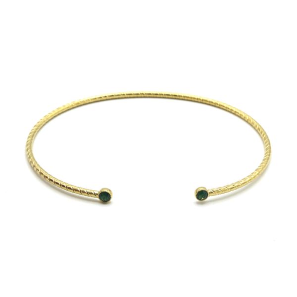 Photo de  Jonc Twist Solitaire - Doré Or Cristal Vert TU