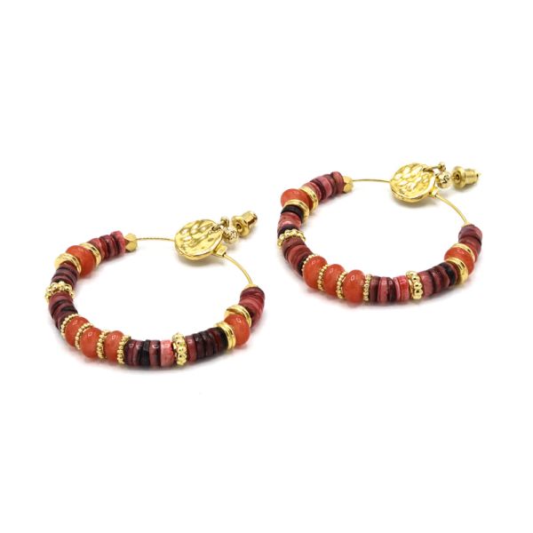 Photo de  Boucle d'Oreilles Claudia GM - Doré Or Pierre Corail 