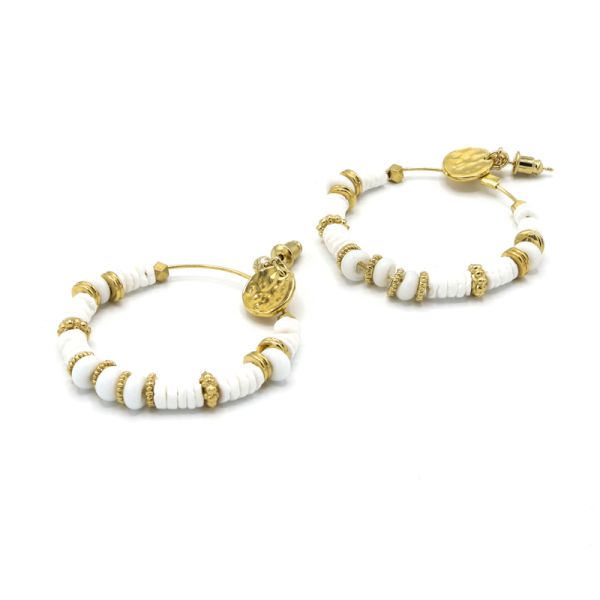 Photo de  Boucles d'Oreilles Claudia GM - Doré Or Pierre Blanche 