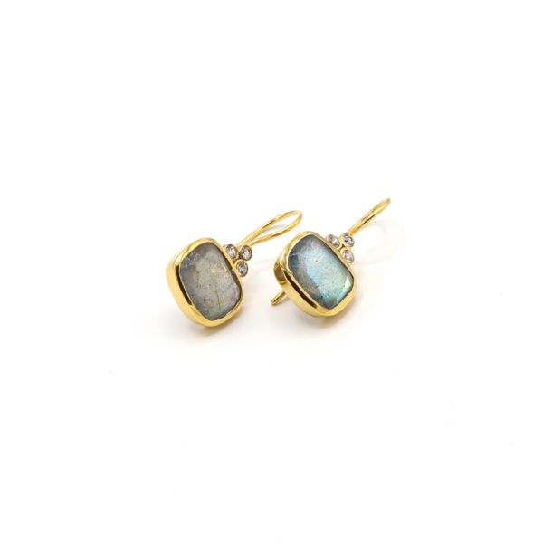 Photo de  Boucles d'Oreilles Lise - Doré Or Pierre Labradorite 