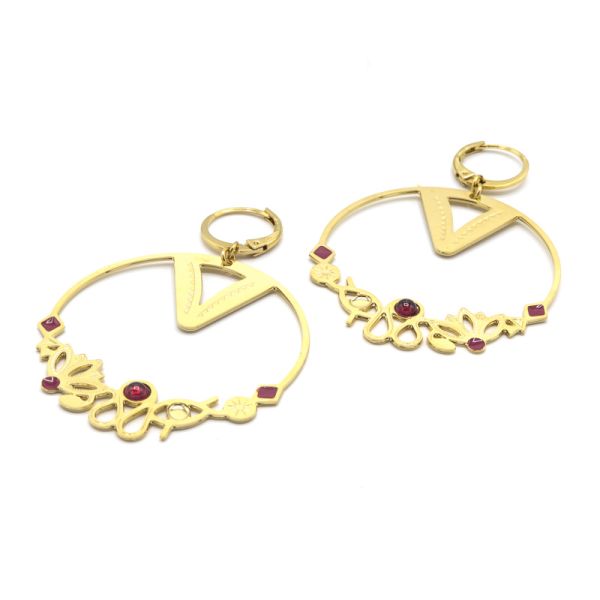 Photo de  Boucles d'Oreilles Horus - Doré Or Pierre Grenat TU