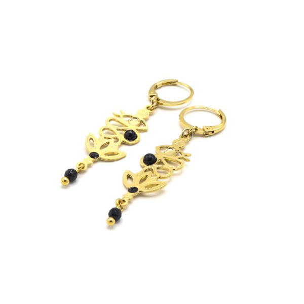 Photo de  Boucles d'Oreilles Luxor 2 - Doré Or Pierre Onyx Noir TU
