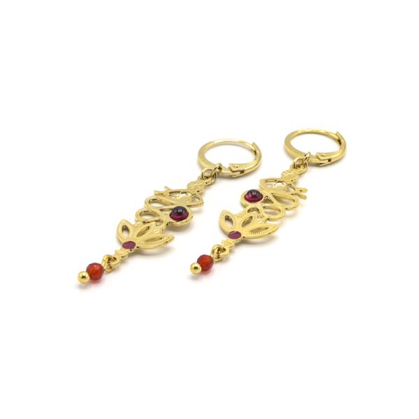 Photo de  Boucles d'Oreilles Luxor 2 - Doré Or Pierre Grenat TU