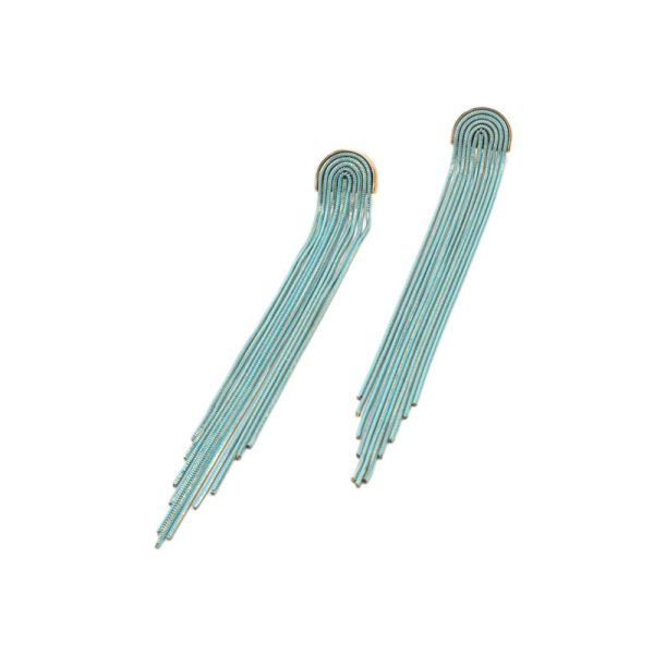  Boucles d'Oreilles Pendantes Multi Fils - Doré Or Bleu 