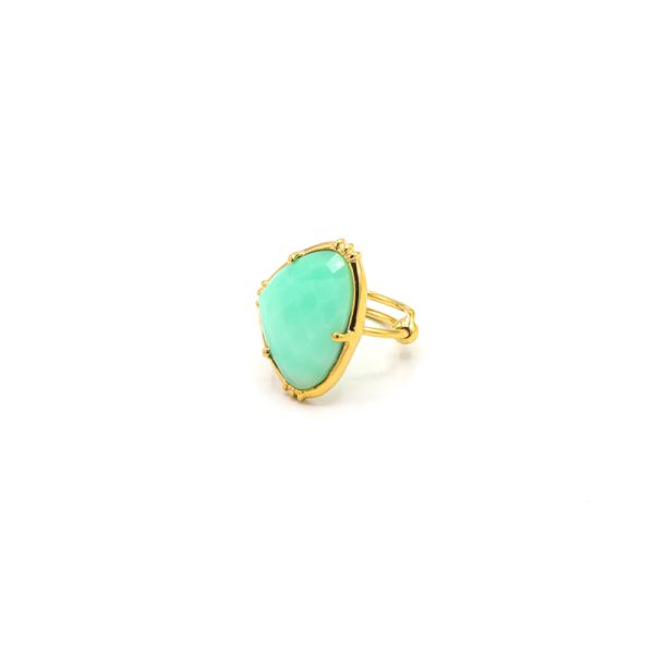  Bague Pierre Triangle - Doré Or Pierre Chrysoprase