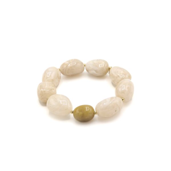 Photo de  Bracelet Perles XL - Acier Doré Blanc 