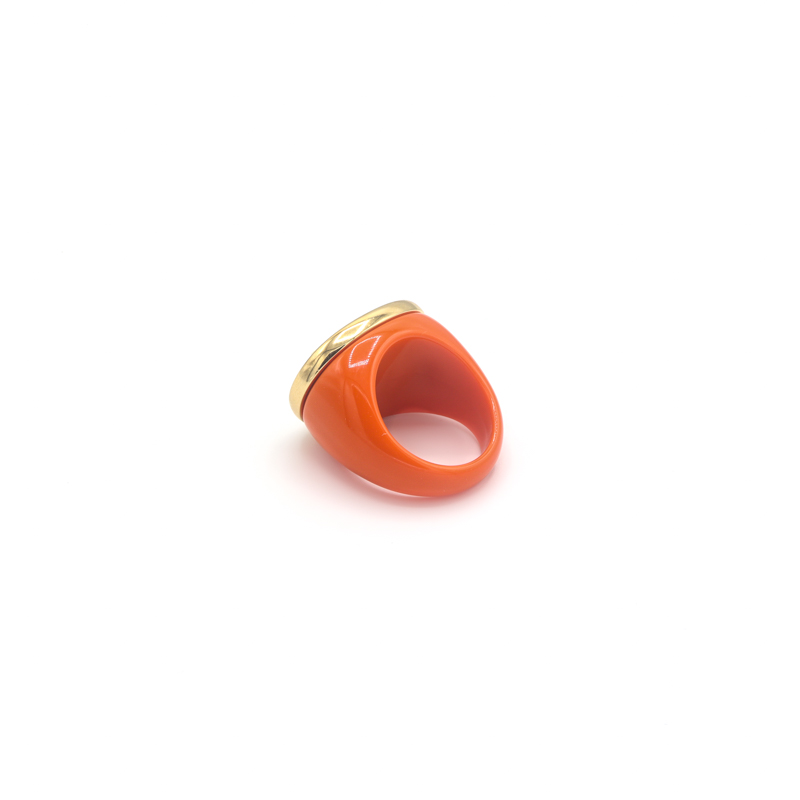 Photo du produit  Bague Taureau Blanc - Doré Or Orange