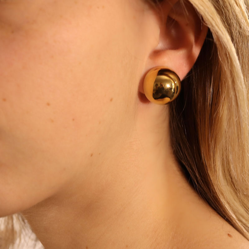 Photo du produit  Boucles d'Oreilles Clip Dome - Acier Doré