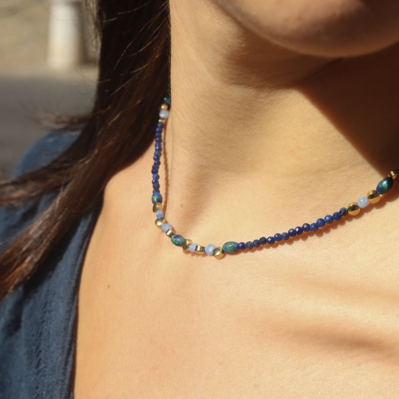 Photo du produit  Collier Adriatic - Doré Or Pierre Lapis Lazuli