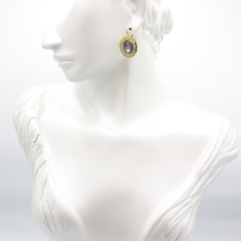 Photo du produit  Boucles d'Oreilles Jamo - Doré Or Pierre Bleue