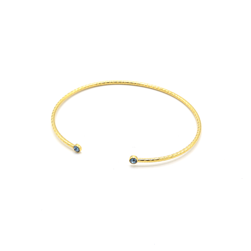 Photo du produit  Jonc Twist Solitaire - Doré Or Cristal Bleu Jean