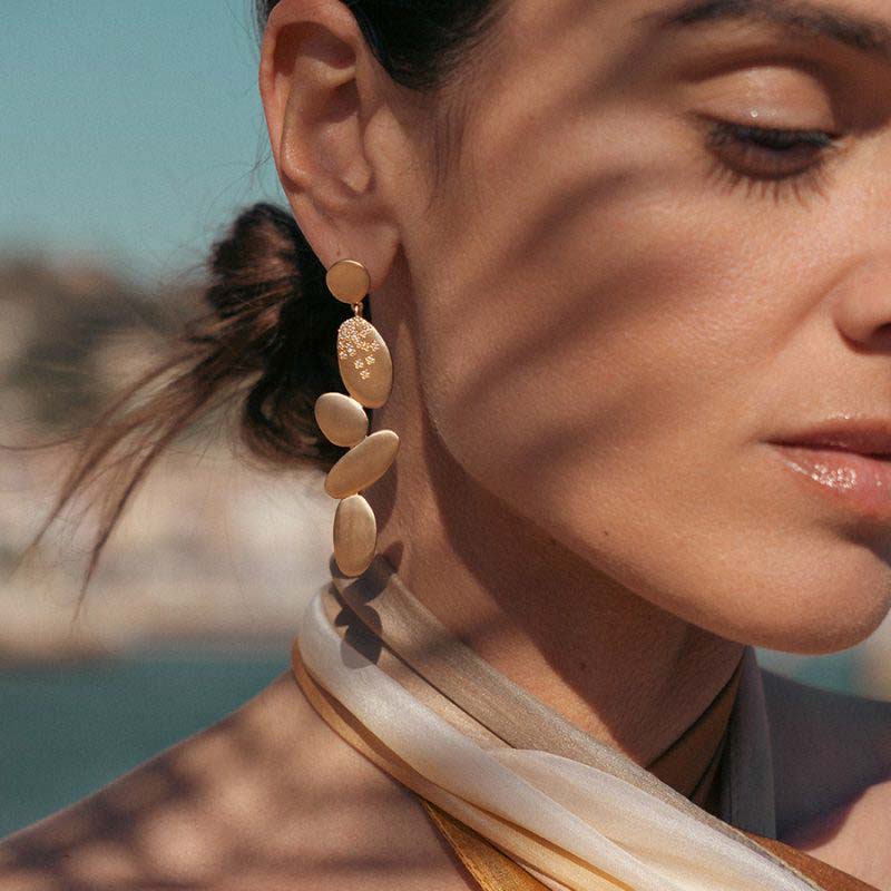 Photo du produit  Boucles d'Oreilles Pendantes Galets D'Or - Doré Or