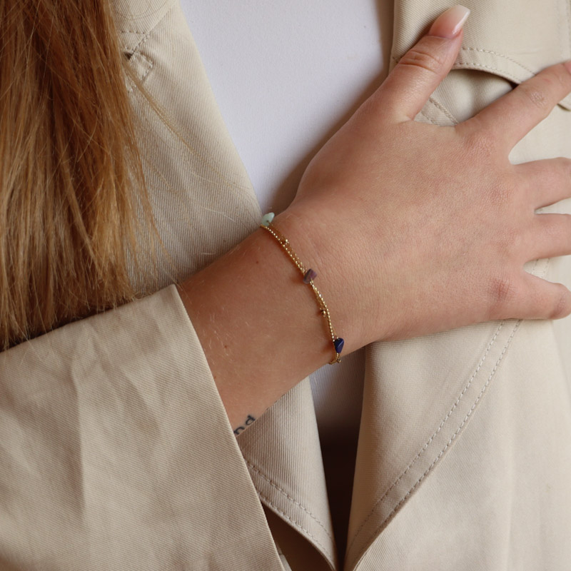 Photo du produit  Bracelet Mix Pierres - Acier Doré 