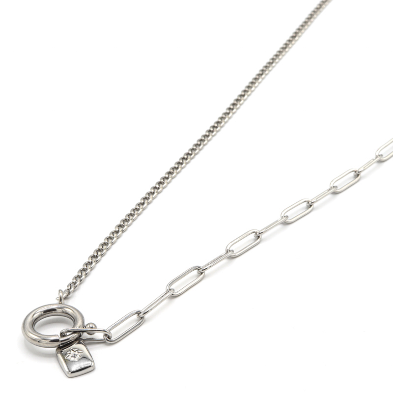 Photo du produit  Collier Or Deux Mailles Fermoir Anneau Ressort XXL