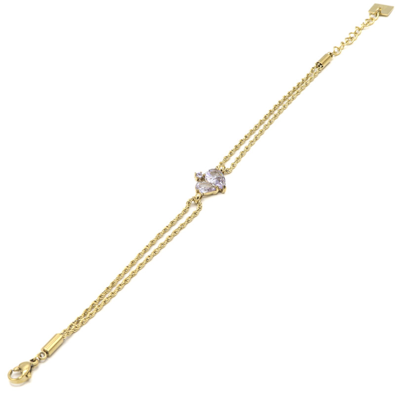 Photo du produit  Bracelet Pendentif Coeur - Acier Doré Violet