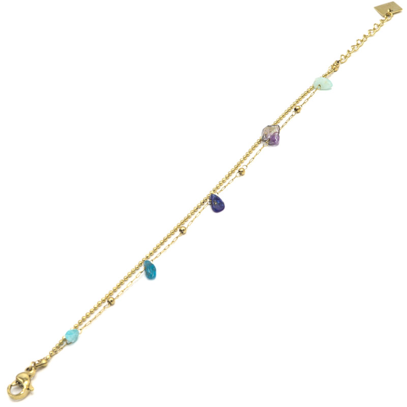 Photo du produit  Bracelet Mix Pierres - Acier Doré 